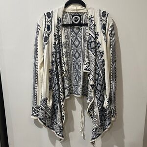 Boho Cardigan with Blue Embroidery by BIYA a Johnny Was Brand- Indie, Boho